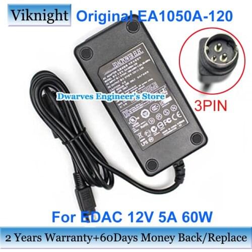 Original EA1050A-120 AC Adapter Power Supply 12V 5A 60W For EDAC Charger 3PIN