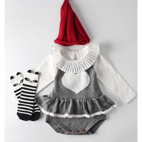 Autumn Spring Infantil Clothing Sleeveless Baby Girl Jumpsuit Baby Girl Clothes Knitting Rompers Newborn Sweet love Jumpsuit