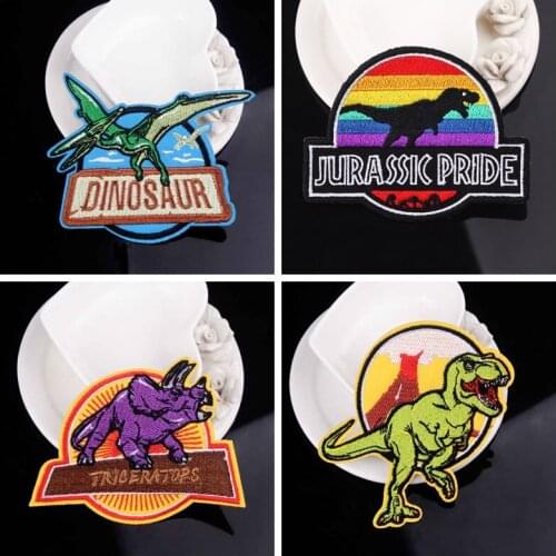 Jurassic Park Patch Iron On Patches For Clothing Embroidered Patches Movie Patch Sewing Diy Dinosaurs Badges Apparel Accessories