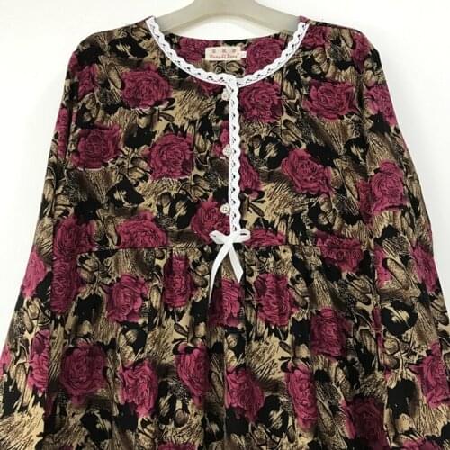 Nightdresses home service spring summer ladies long-sleeved cotton loose long пижама pregnant women can wear floral nightdresses
