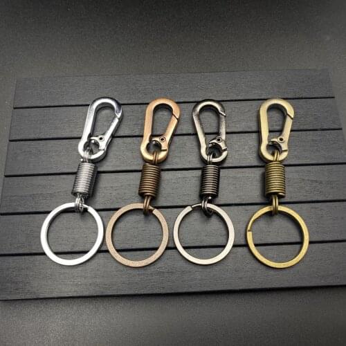 Spring Key Chain Stainless Steel Gourd Buckle Carabiner Keychain Waist Belt Clip Anti-lost Buckle Hanging Retractable Keyring