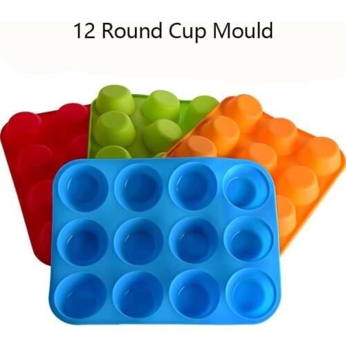Mini Muffin 12 Holes Silicone Round Mold DIY Cupcake Cookies Fondant Baking Pan Non-Stick Pudding Steamed Cake Mold Baking Tool