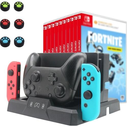 For Nintendo Switch Console Vertical Stand Game Card Box Storage Holder NS Switch Pro Controller Charging Station Joycon Charger