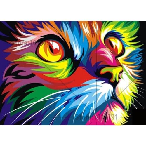Needlework full drill diamond embroidery Colorful Cat 5d diamond mosaic cross sittch picutre of rhinestones wall decor
