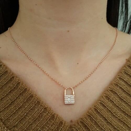 Lock 925 Silver Necklace Turkish Jewelry Valentine Day Zircon Fashion Necklace For Women Minimalist Style Luxury Designer