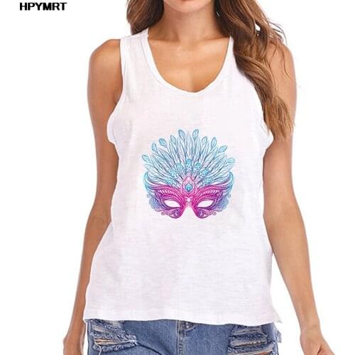 Summer New 90s Aesthetic mask print Vest Ladies Casual Harajuku Graphic Sleeveless Tee Women O-neck Sexy Fashion Top Vest Female