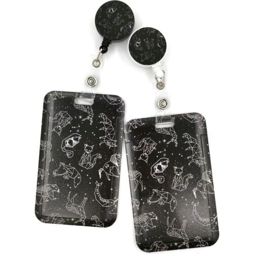 Starry Animal Cute Card Cover Clip Lanyard Retractable Student Nurse Badge Reel Clip Cartoon ID Card Badge Holder accessories