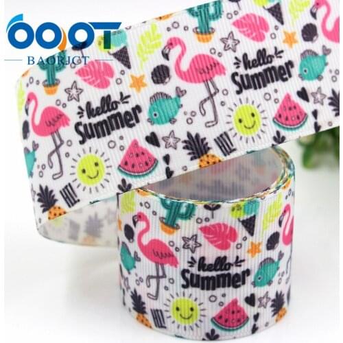 1-1/2'' 38mmSummer Cartoon Printed Grosgrain Ribbon,10yrds DIY Hair Bow Wedding Festival Home Party Birthday Decorations