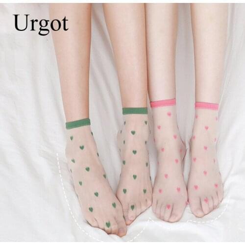 Urgot 1 Pair New Women Socks Spring Colors Heart Women Fashion Ankle Cute Sock Transparent Korea Style Sweet Glass filament