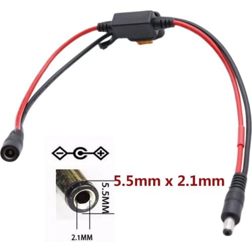 10pcs 14AWG DC 5.5mm x 2.1mm Male to Female Power Cable with 5A Fuse for LED Strip CCTV Surveillance Camera Security Equipment