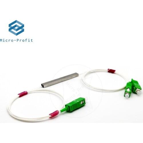 10pcs/lot 0.9mm Steel Tube 1x2 Mini Blockless 1*2 SC/APC Connector Fiber Optic PLC Splitter, Free Shipping