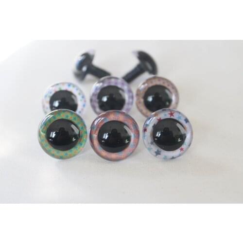 12pcs 13mm-28mm STAR STYLE round clear toy safety eyes + hard washer for plush doll -size color option--S6