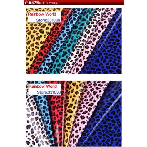 12# Deep Blue High Quality Mirror PU Leather fabric with Leopard pattern for DIY car shoes bags Garment material(100*138cm )