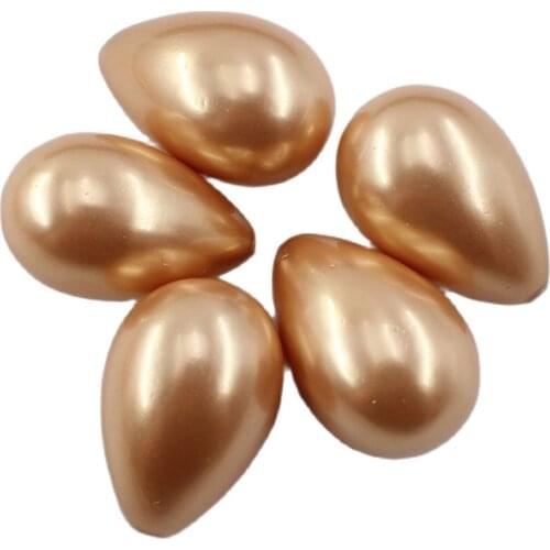 APDGG 16x25MM 5 Pcs Natural Champagne Sea Shell Pearl Half Hole Teardrop Beads For Pendant Necklace Earrings DIY Jewelry