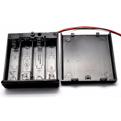 6V 4 X AA Battery Holder Case Slot Holder Plastic Storage Box With OFF/ON Switch Wires For RC Parts For Output DC 6V