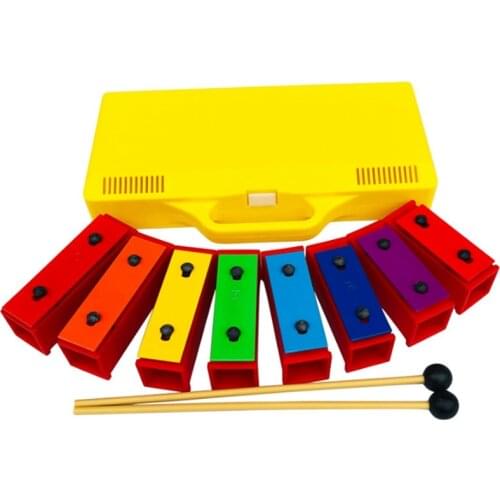 8 Notes Chromatic Xylophone Glockenspiel Resonator Bells with Yellow Case