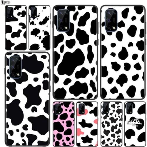 White Black Pink Cow Shockproof Cover for OPPO Realme7 7i 6 5 3 2 Pro C1 C2 Black Phone Case Shell Soft Fundas Coque Capa
