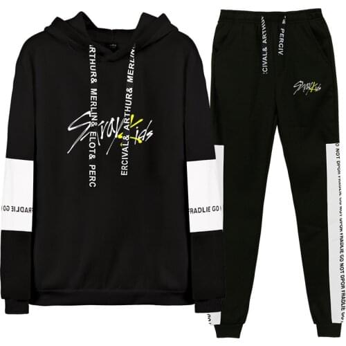 Kpop stray kids Hoodies/Sweatshirt I am who Album Women Men Autumn Spring Hip Pop StrayKids Pullover 2 Pieces Set Tracksuit