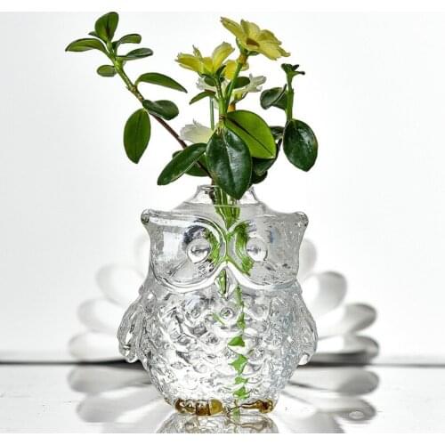European Owl Vase Hanging Glass 1/4 Pack Plant Flower Water Vase Hydroponic Pot Pastoral Home Decoration Crafts New 7.5x9.5CM