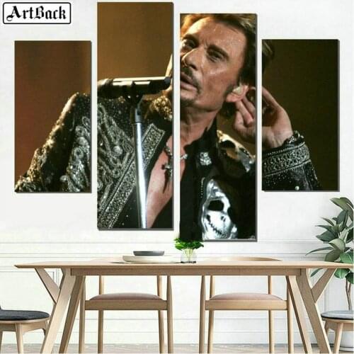 Four spells Diamond painting JOHNNY HALLYDAY picture full square French singer wall decoration diamond mosaic crafts stickers