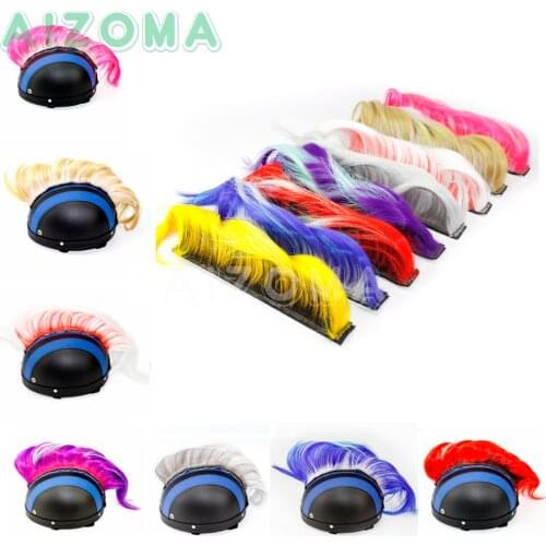 Colorful Motorcycle Racing Helmet Mohawks Style Adhesive Halloween Modeling Wig Helmets Hair Decoration Patches Stickers
