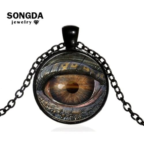 SONGDA Cool Dragon Evil Eye Necklace Monster Satan Devils Eye Photo Glass Cabochon Gothic Necklaces Pendants Women Men Jewelry