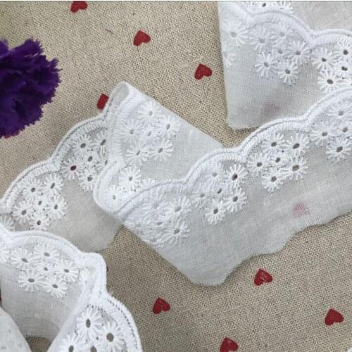 5 Meters 4.5cm Width Pure White Cotton Cloth Lace Fabric Embroidered Lace Accessories