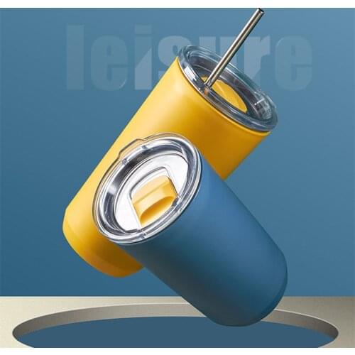 304 Stainless Steel Ins Water Cup with Straw Women Summer Cold Coffee Mug Brief Drinkware