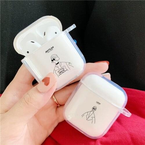 Cute Cartoon Mathilda Leon Headphone Cases For Airpods 2 1 Soft Protective Cover Transparent Wireless Earphone Coque Shell Box