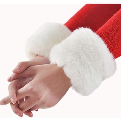 Fashion Winter Warm Faux Fur Arm Warmers Women Solid Faux Fur Elastic Wrist Slap On Cuffs Arm Warmer Plush Elegant Arm Warmers
