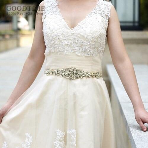 Fashion Belt Wedding Bridal Belt Gold Diamond Belt Rhinestone Belt Bride Waistband Dress Satin Ribbon Bling Belt For Women Lady