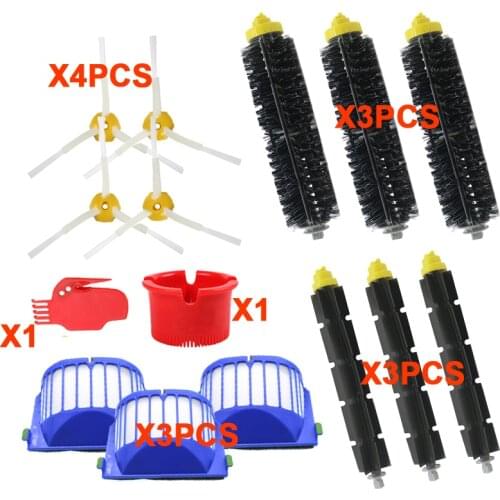 Replacement Parts Kit for iRobot Roomba 600 Series Bristle & Flexible Beater Brush & Armed-3 Side Brush & Filters Vacuum Cleaner