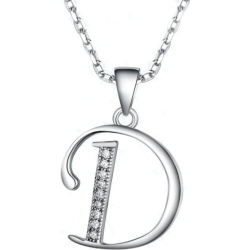 Brand New 26 Letters Necklace Pendant Real 925 Sterling Silver Inlay AAAAA Cubic Zircon Charm Ladies Necklace Pendant No Chain