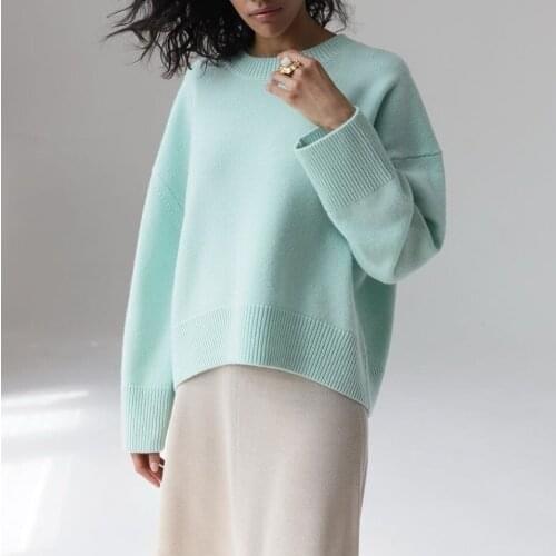 New Autunm Winter Sweater Women 2020 Elegant Knitted Basic Pullovers O Neck Loose Soft Female Jumper Womens Solid Sweaters Crop