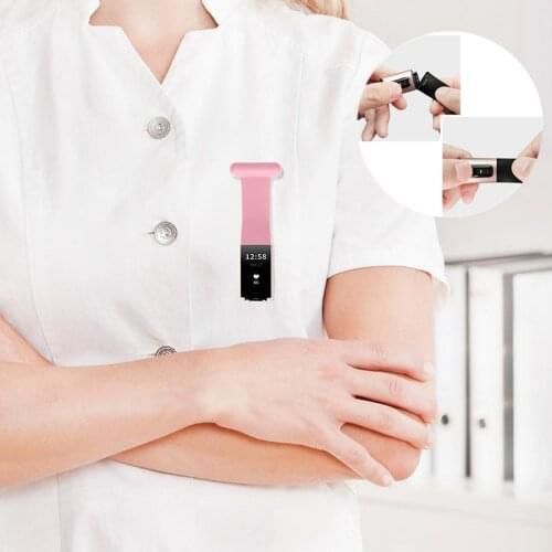 Solid Color Clip-On Analog Digital Brooch Fob Medi cal Nurse Pocket for fitbit charge4 Watch Gift silicone Watch Decor Accessory