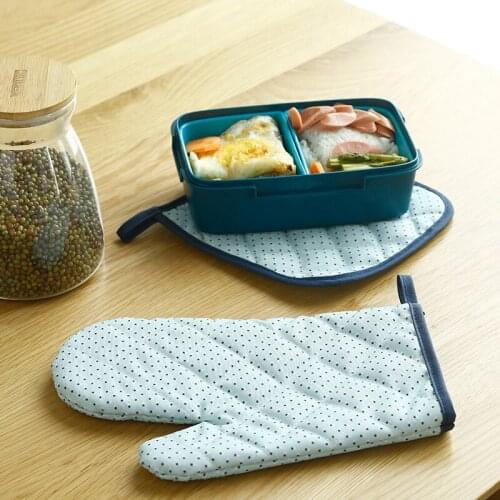 2pcs/set Oxford Oven Glove Heatproof Microwave Oven Mitten Kitchen Cooking Thickened Gloves Microondas Insulated Non-slip Gloves