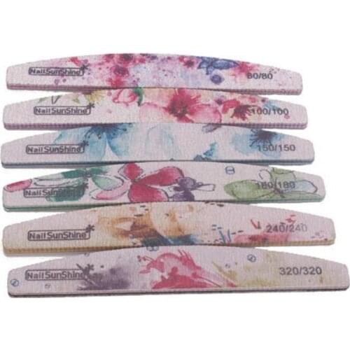 Hot 500pcs/lot Double Sidede Grinding Nail File 80/100/150/180/240/320Half Moon Nail File Buffer Block Polish Manicure