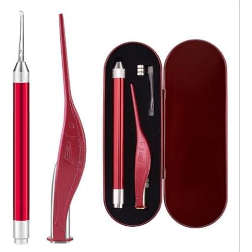 New 30sets/lot LED Light Ear Pick Ear Wax Removal Earpick Nose Clean Clip Baby Adults Nose Clean Tweezers Picks Wax Remover