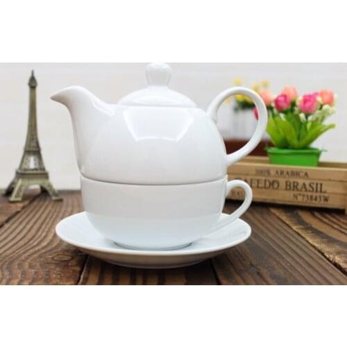Kitchen Simple ceramic pure white mother pot one cup folded pot flower teapot coffee pot