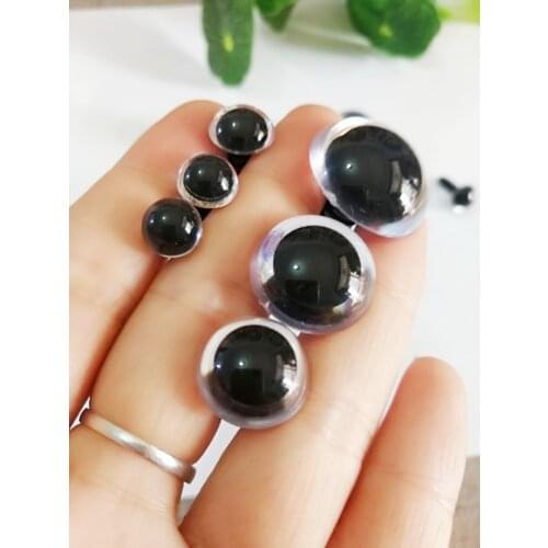 50pcs/lot 6/8/9/10/12//14/13/15/16/18/20/22/24mm clear plastic round safety toy eyes & white hard washer for diy doll