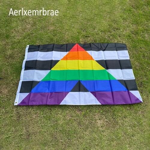 Aerlxemrbrae Rainbow Flag 150X90CM Banner Polyester grommets LGBT rainbow pride Gay Straight Ally Flag