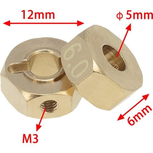 Widened 12mm Brass Coupler Car Wheel Hex Hub Adapters for SCX10 CC01 WRAITH 90027 90034 GEN 8