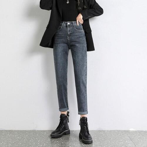 Spring and Autumn Elasticity Harem Vintage High Waist Women Denim Pants Woman Boyfriends Denim Pants Nine points Jeans