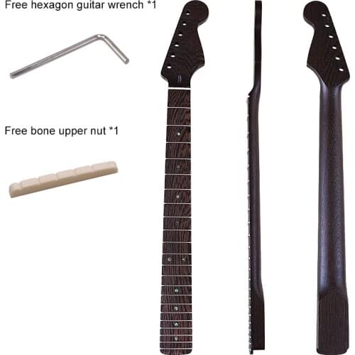 ST Electric Guitar Neck Black Wenge Wood Guitar Neck 22F Guitar Bow 6 Strings Neck Matte Finish with Truss Rod 5.65cm Heel Width