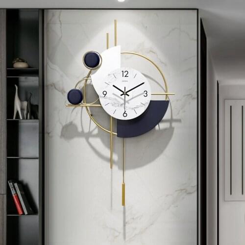 Modern Design Marbling Wall Clock Home Decor Pendulum Hanging Watch Classical Living Room Horloge Home Decor Free Shipping