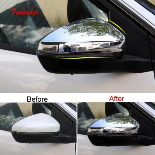 Tonlinker Exterior Car Rearview Mirror Cover Stickers for Peugeot 3008/GT 2017-19 Car Styling 2 PCS ABS Chrome Cover stickers