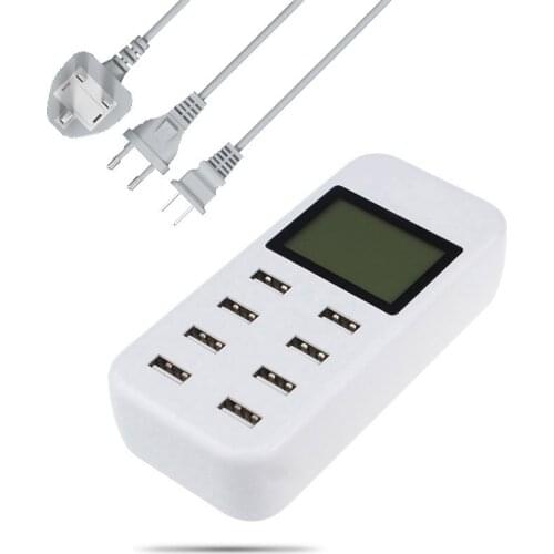 Smart USB Charger With LCD Display with 8 USB Power Ports For Mobile Phone And Tablets EU US UK AU Plug