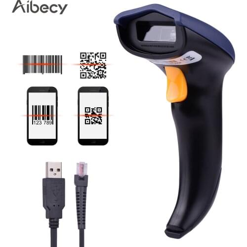 Aibecy 1D2D/QR Barcode Scanner USB Wired Handheld Bar Code Reader Manual Trigger/Auto Continuous Scanning Support Screen Code