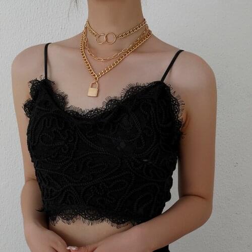 VG 6YM The New Popular Personality Multi-Layer Ladies Necklace Round And Lock Jewelry Dropshipping Gifts