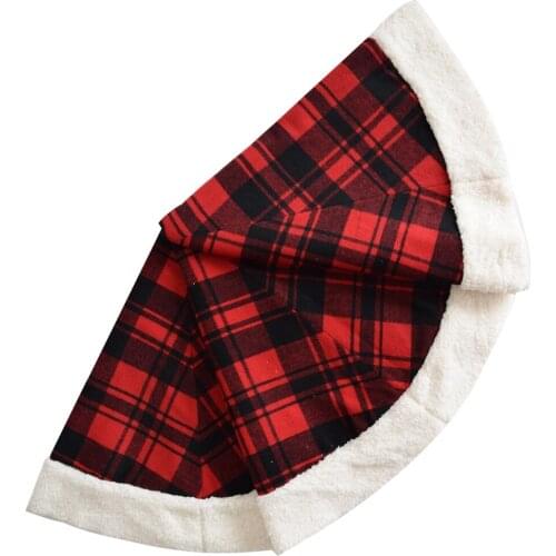Free shipping Extra Large 36"/50" Christmas Tree Skirt Plaid with Sherpa Border Buffalo Check skirt Christmas decoration